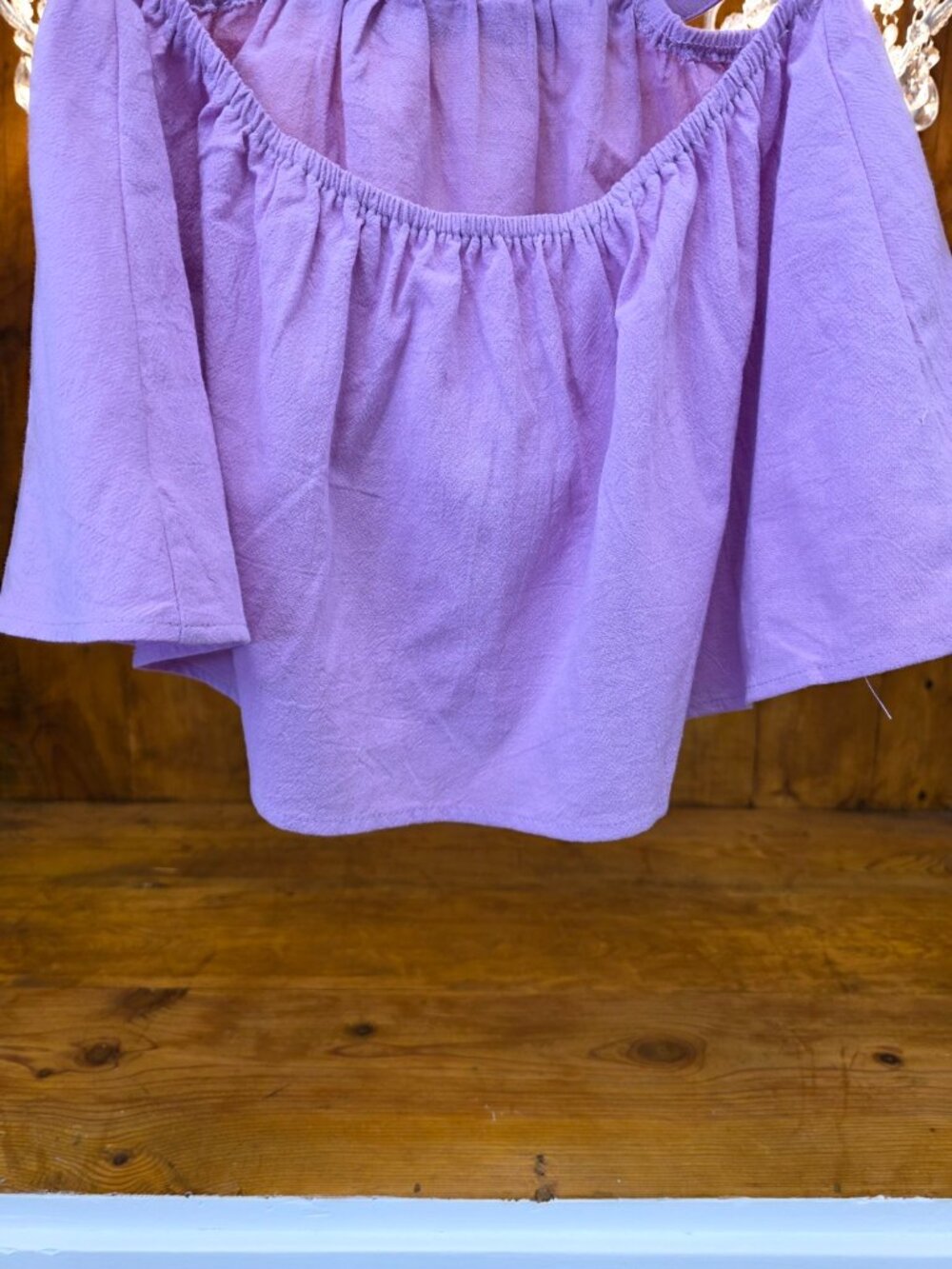Heyson Light Mauve Cutout Crop Top | Scalloped Hem | 100% Cotton | Smocked Back - Picture 9 of 10